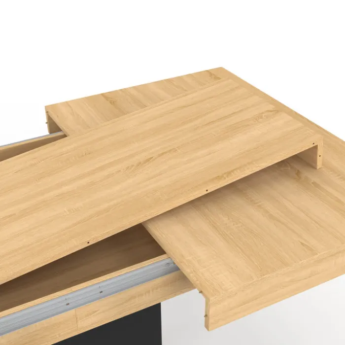 Table à manger extensible rectangle 4-6 personnes bois et noir 120-160 cm