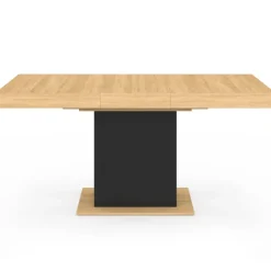 Table à manger extensible rectangle 4-6 personnes bois et noir 120-160 cm