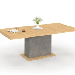 Table à manger extensible 6-10 personnes bois et effet béton