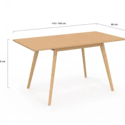 Table à manger extensible 4-8 places 110-150 cm effet bois