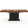 Table à manger extensible rectangle bois foncé et noir