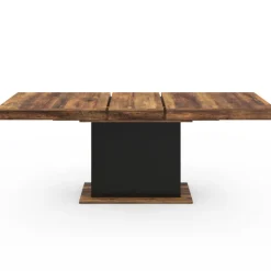 Table à manger extensible rectangle bois foncé et noir