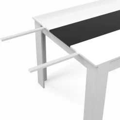 Table à manger extensible rectangle blanche et noire 6-10 personnes 140-220 cm