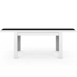 Table à manger extensible rectangle blanche et noire 6-10 personnes 140-220 cm