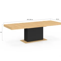 Table à manger extensible bois et noir : 8-12 personnes