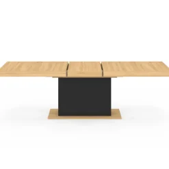 Table à manger extensible bois et noir : 8-12 personnes
