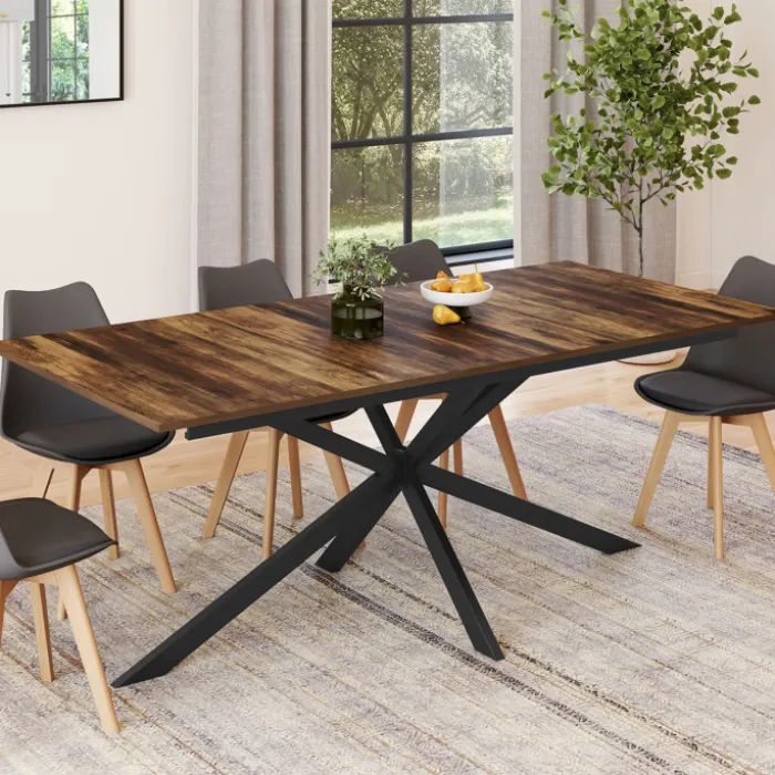 Table à manger extensible rectangle pied araignée noir