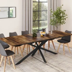 Table à manger extensible rectangle pied araignée noir