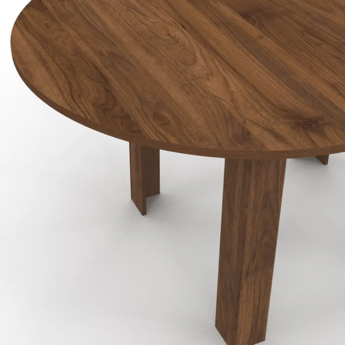 Table à manger extensible ronde 4-8 personnes noyer 110-150 cm