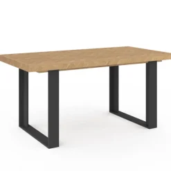 Table à manger extensible rectangulaire effet chevrons et noir