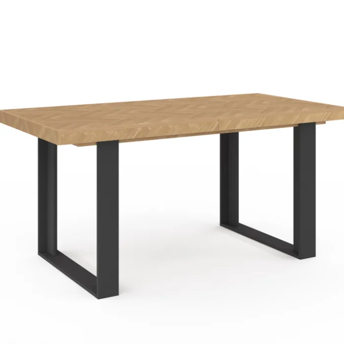Table à manger extensible rectangulaire effet chevrons et noir