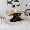 Table à manger extensible rectangle 8-12 personnes bois et noir 200-250 cm