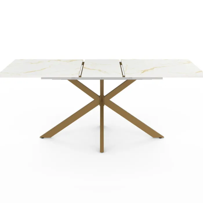 Table à manger extensible rectangulaire de 160-200 cm pour 6 à 10 personnes à effet marbre