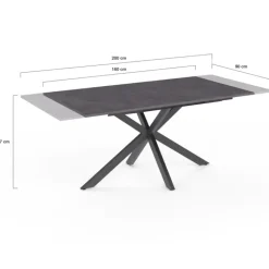 Table à manger extensible 6 à 10 personnes avec plateau effet béton pied araignée