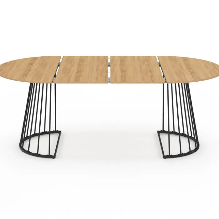Table à manger extensible ronde 4-10 personnes bois et noir 110 - 200 cm