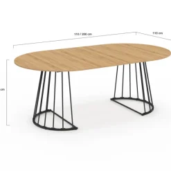 Table à manger extensible ronde 4-10 personnes bois et noir 110 - 200 cm