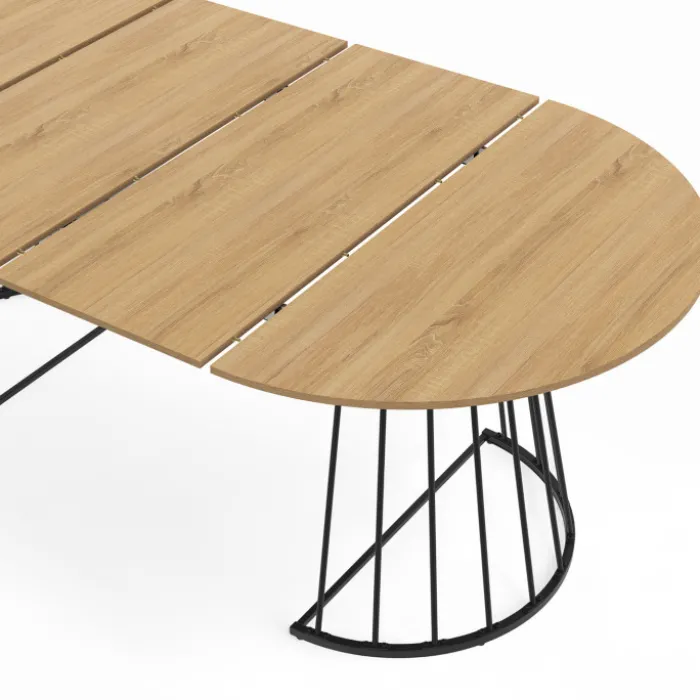 Table à manger extensible ronde 4-10 personnes bois et noir 110 - 200 cm