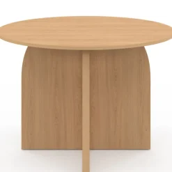Table à manger fixe ronde 6 personnes bois effet hêtre 110 cm
