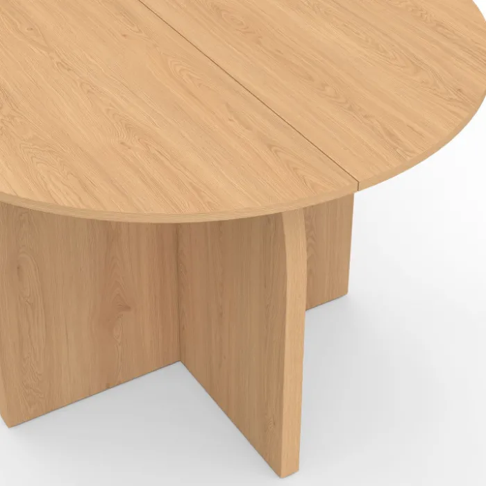 Table à manger fixe ronde 6 personnes bois effet hêtre 110 cm
