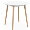 Table à manger fixe ronde 4 personnes blanc pieds bois 80 cm
