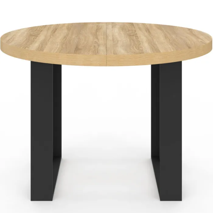 Table à manger fixe ronde 4 personnes bois et noir 110 cm
