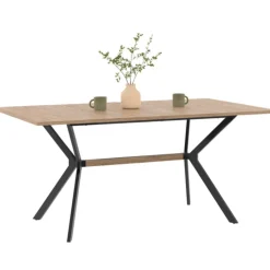 Table à manger industrielle rectangulaire bois et noir
