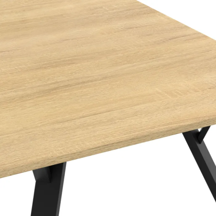 Table à manger industrielle bois et noir 8 personnes 160 cm