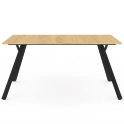 Table à manger industrielle bois et noir 8 personnes 160 cm