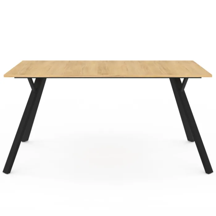 Table à manger industrielle bois et noir 8 personnes 160 cm