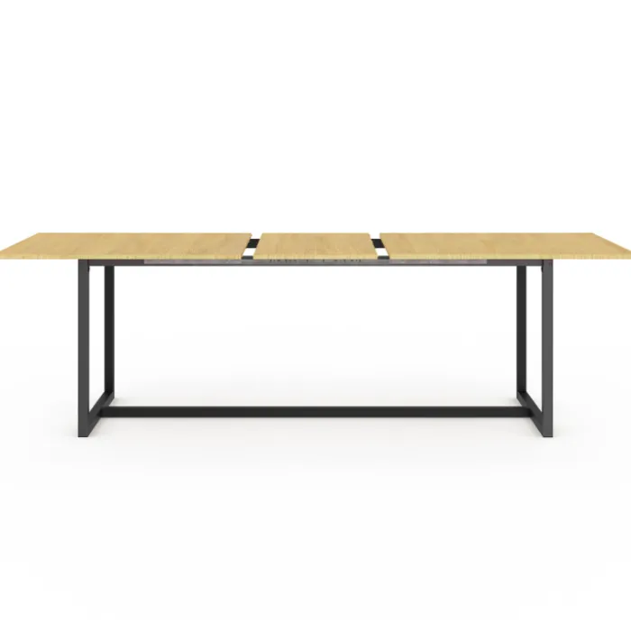 Table à manger industrielle extensible bois et métal 8-12 personnes