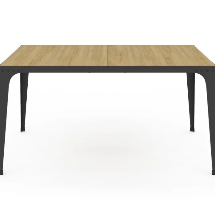 Table à manger industrielle bois et noir 8 personnes