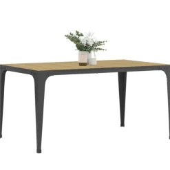 Table à manger industrielle bois et noir 8 personnes