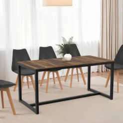 Table à manger industrielle rectangle extensible 6-10 personnes