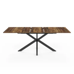 Table à manger industrielle extensible 6-10 personnes bois foncé 160-200 cm
