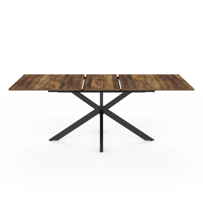 Table à manger industrielle extensible 6-10 personnes bois foncé 160-200 cm