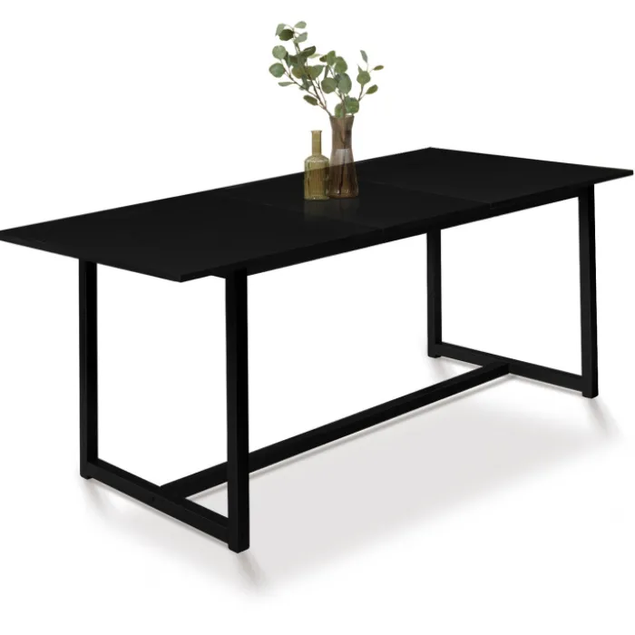 Table à manger noire extensible style industriel