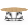 Table à manger ovale 10 personnes bois et métal noir