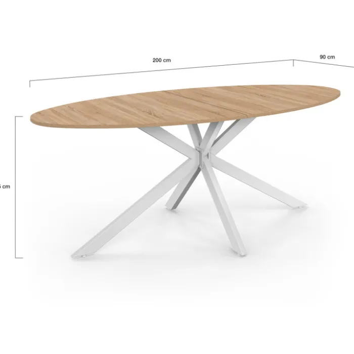Table à manger ovale industrielle bois et blanc