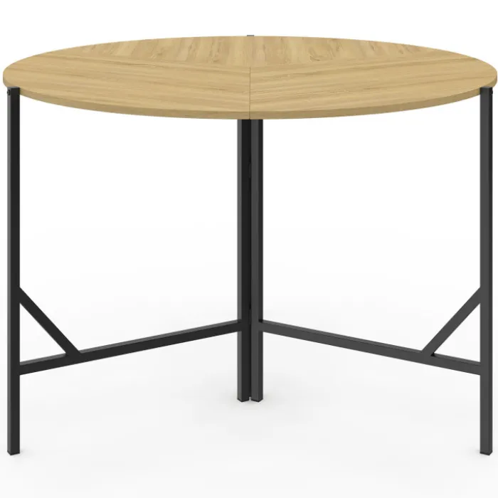 Table à manger pliante ronde 4 personnes 110 cm bois et noir style industriel