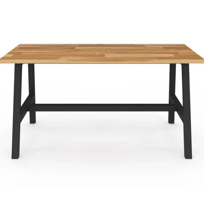Table à manger rectangle 6 personnes bois et métal 160 cm