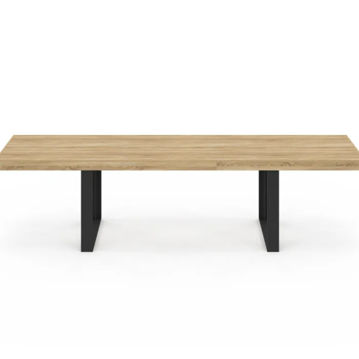 Table à manger rectangle 12 personnes bois et noir 300 cm