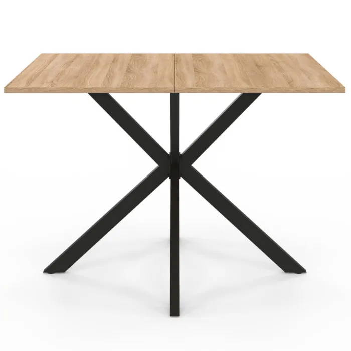 Table à manger rectangle bois et noir 6 personnes 110cm pied araignée