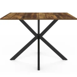Table à manger rectangle plateau bois foncé 110 cm pied araignée noir 6 personnes