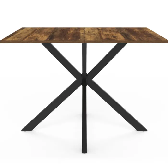 Table à manger rectangle plateau bois foncé 110 cm pied araignée noir 6 personnes