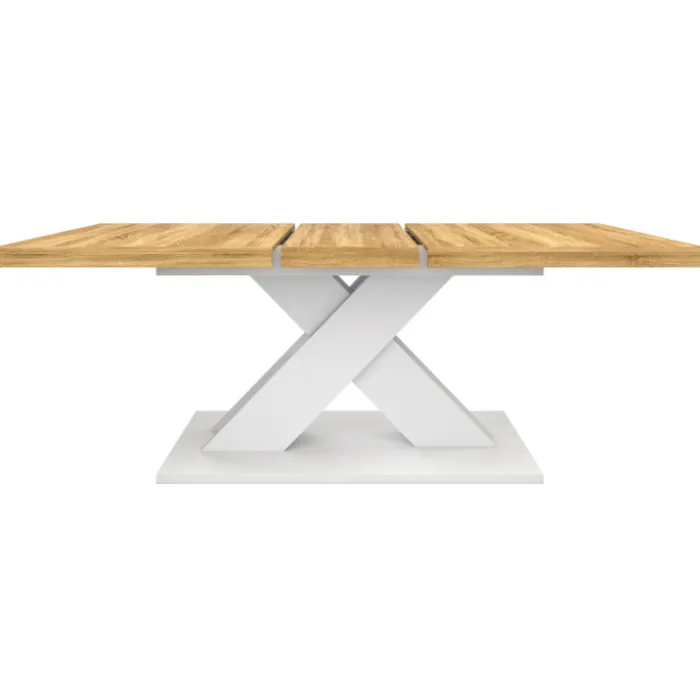 Table à manger rectangulaire extensible bois et blanc 6 à 10 personnes 160-200 cm