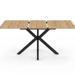 Table à manger rectangulaire de 120-160 cm pour 4 à 8 personnes, coloris bois et noir