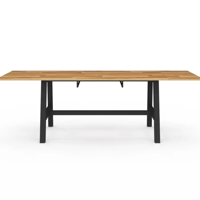 Table à manger rectangulaire extensible 160-240 cm 6 à 12 personnes bois et noir