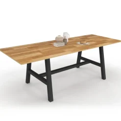 Table à manger rectangulaire extensible 160-240 cm 6 à 12 personnes bois et noir