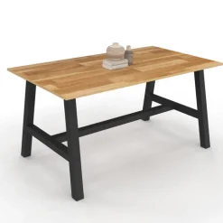 Table à manger rectangulaire extensible 160-240 cm 6 à 12 personnes bois et noir
