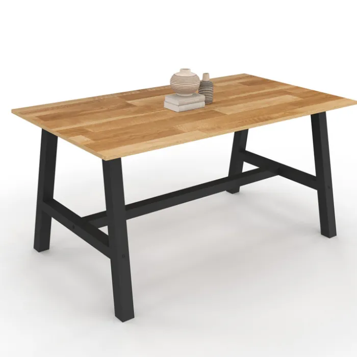 Table à manger rectangulaire extensible 160-240 cm 6 à 12 personnes bois et noir
